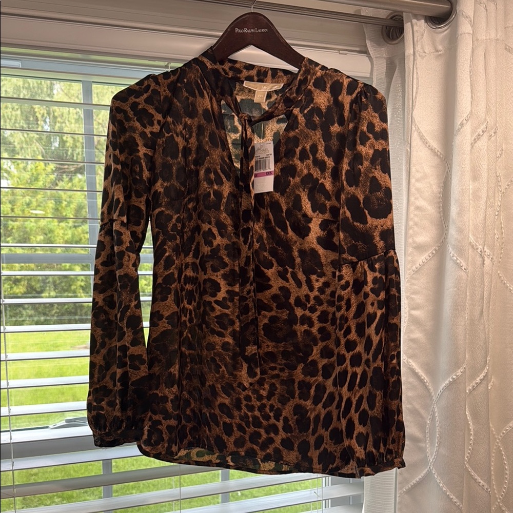 Michael Kors Animal Print Blouse - Black and Brown